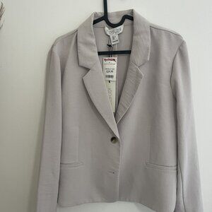 Rachel Zoe Tan Double Breasted Blazer Jacket L Neutral Beige
